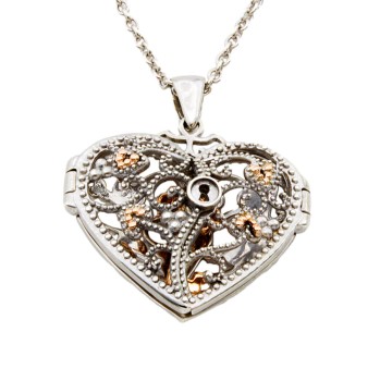 Silver & 9ct Gold Clogau Heart Pendant with Chain